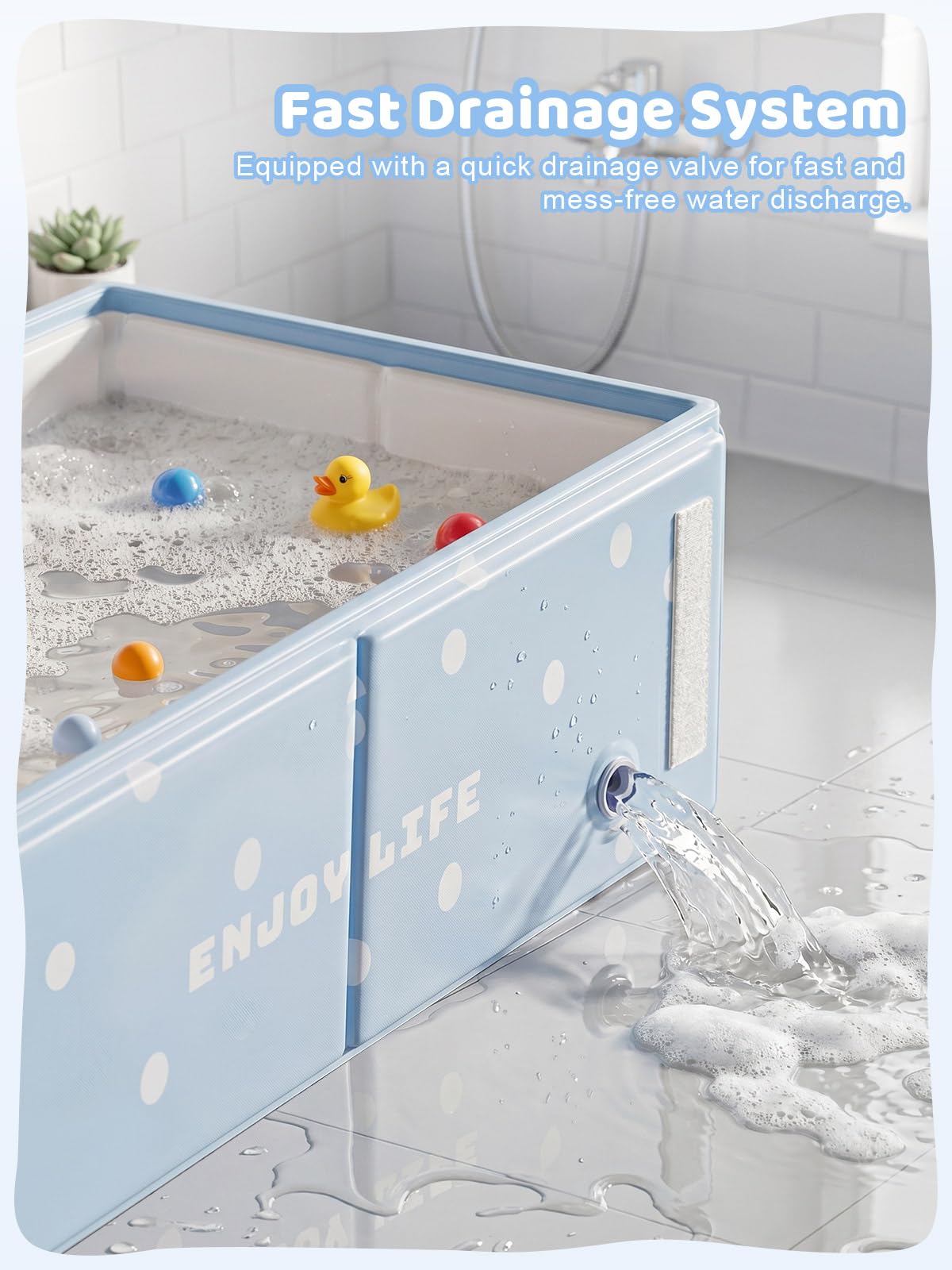 Collapsible Dog Bath Tub with Side Drain Outlet S7509