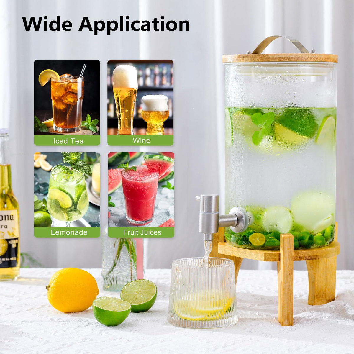 1.2 Gallon Glass Drink Dispenser with Stand and Spigot, 2 Pack M773794