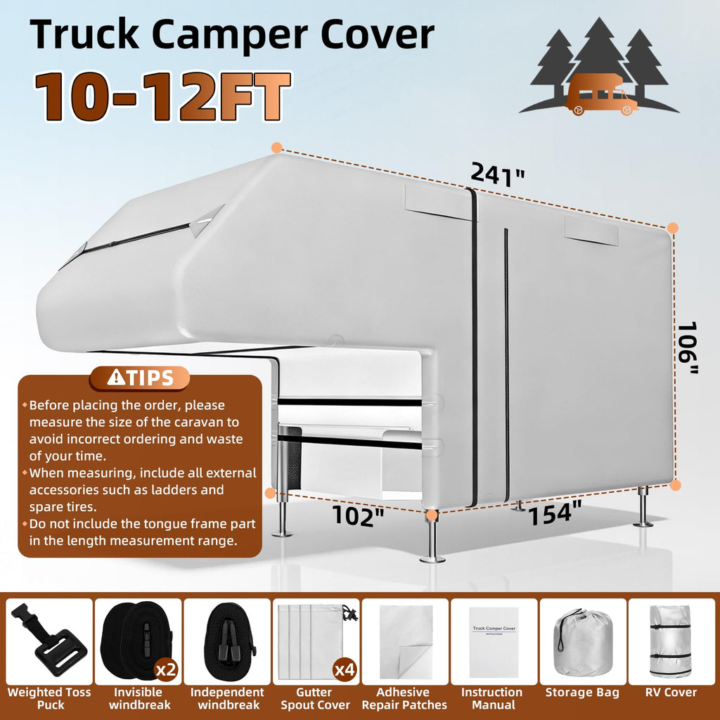 10-12ft Truck Camper Cover 300D Oxford C910530