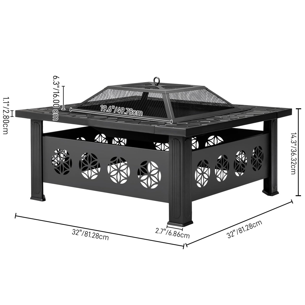 32 Inch Metal Outdoor Fire Pit A59690