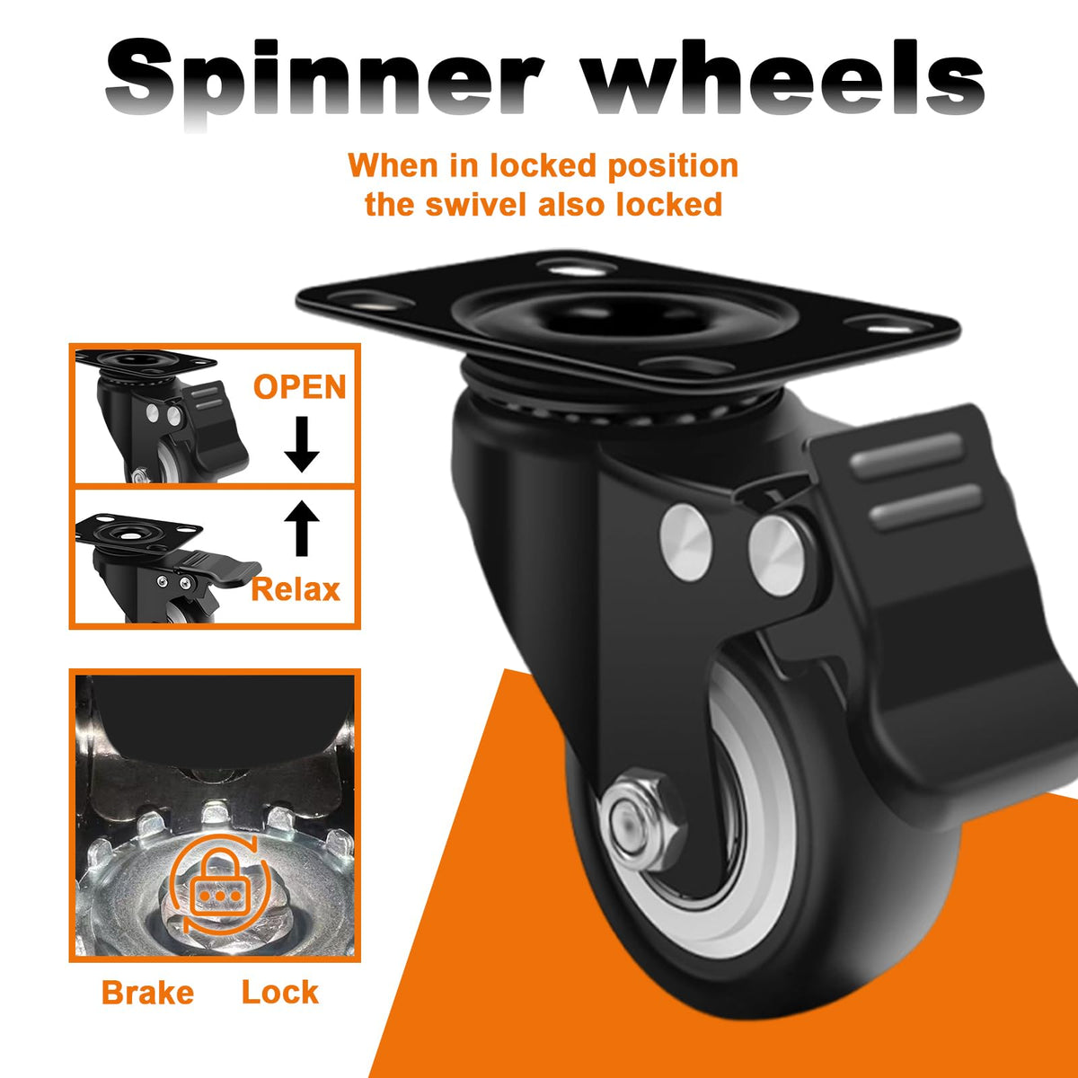2 Inch Caster Wheel Set of 4 with Dual Brake B249236