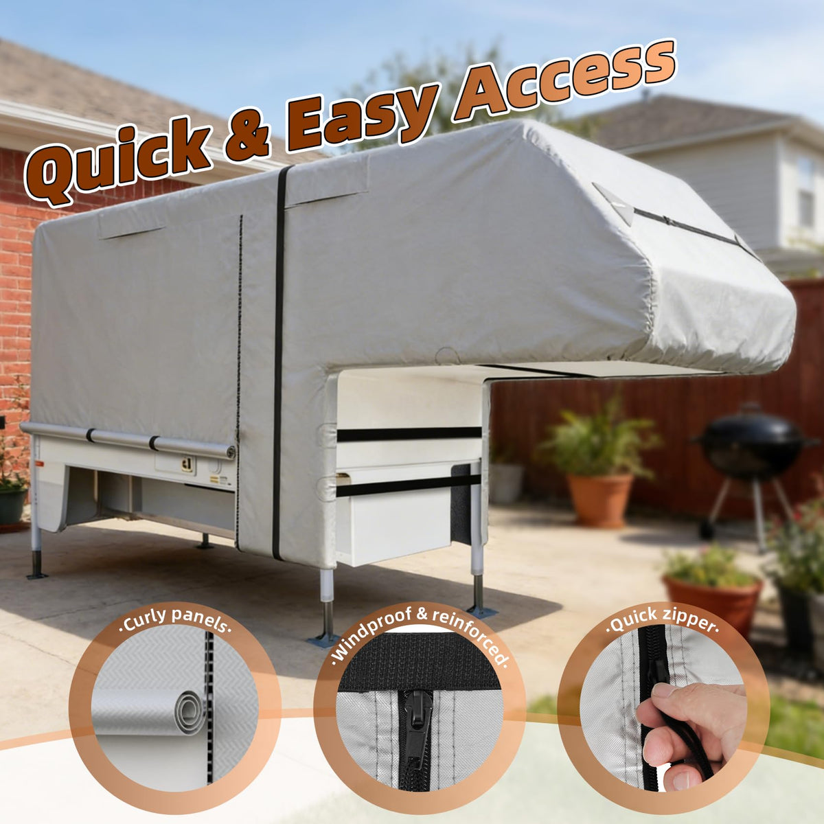 10-12ft Truck Camper Cover 300D Oxford C910530