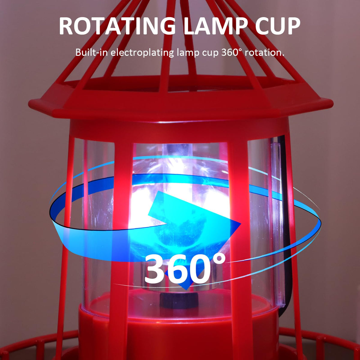 Solar Lighthouse Rotating Beacon Light Red Iron T7670