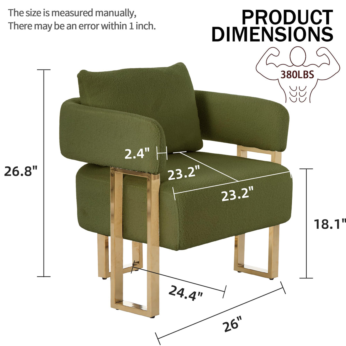 Green Teddy Accent Chair Set of 2 Upholstered Arm Chair T4873