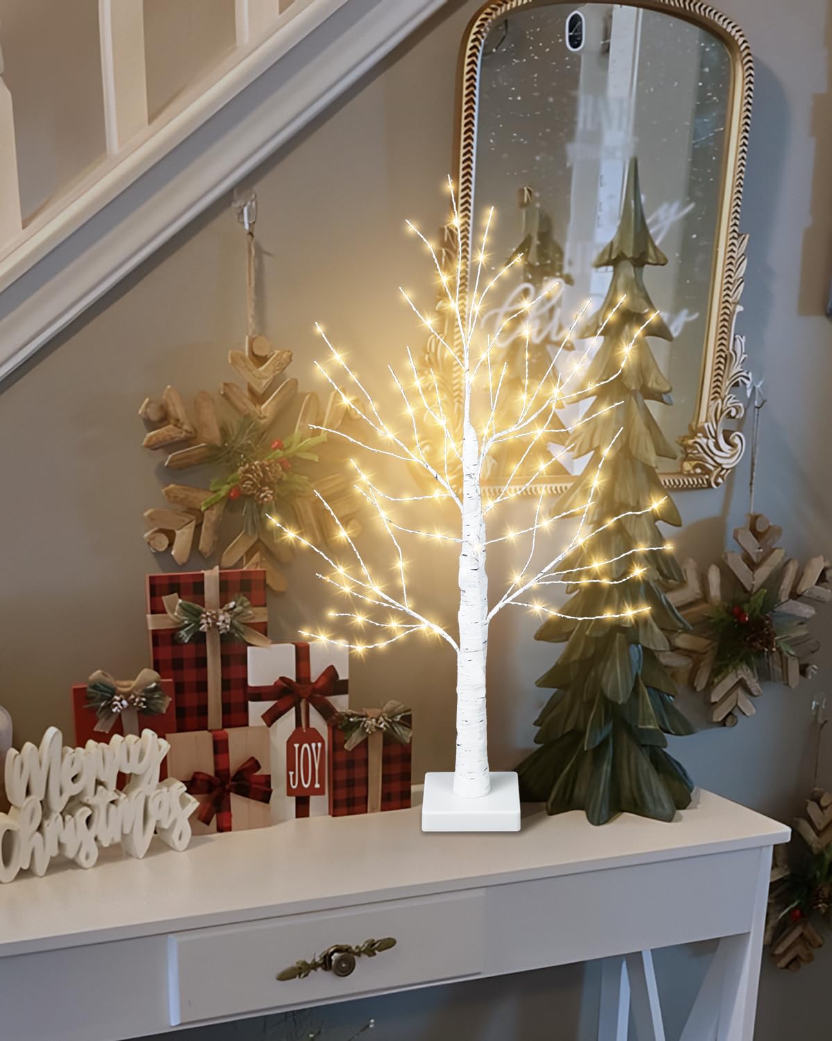 24 Inch Artificial Lighted Birch Tree with 144 LED Lights B5097