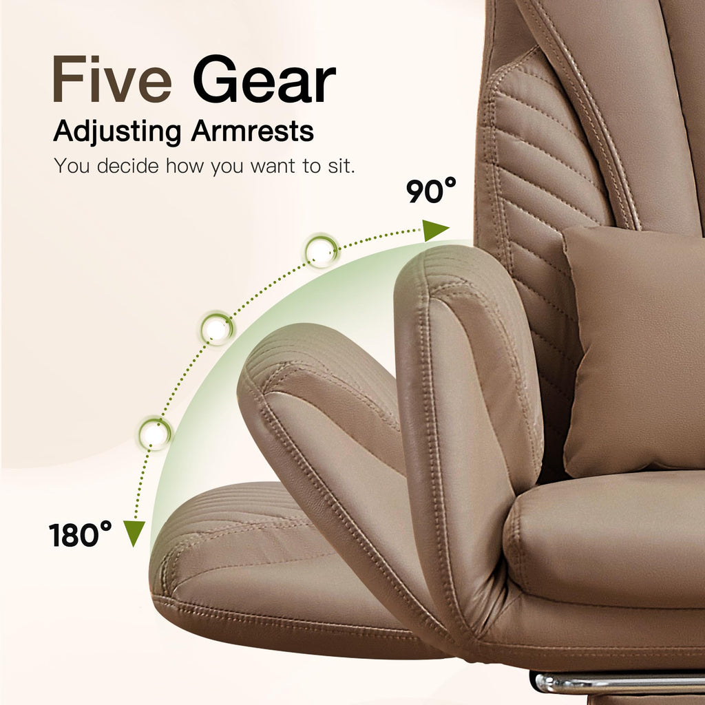 Cross Legged Office Chair with Flip Armrest and Footrest Brown G884190