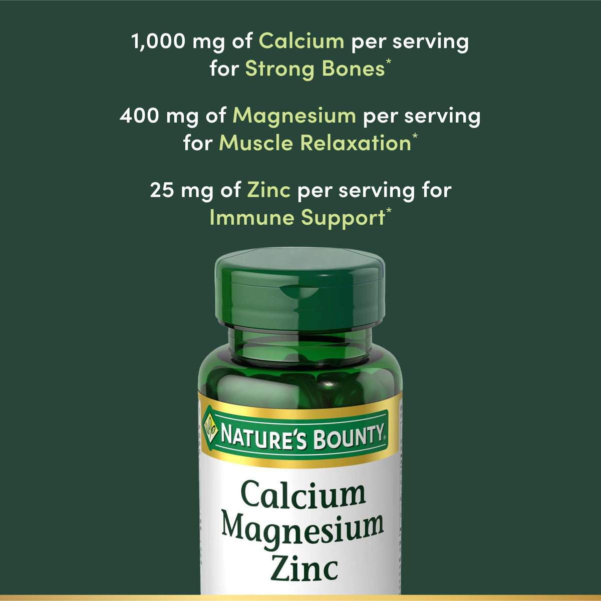 Calcium Magnesium & Zinc Caplets 100 Count Q796131