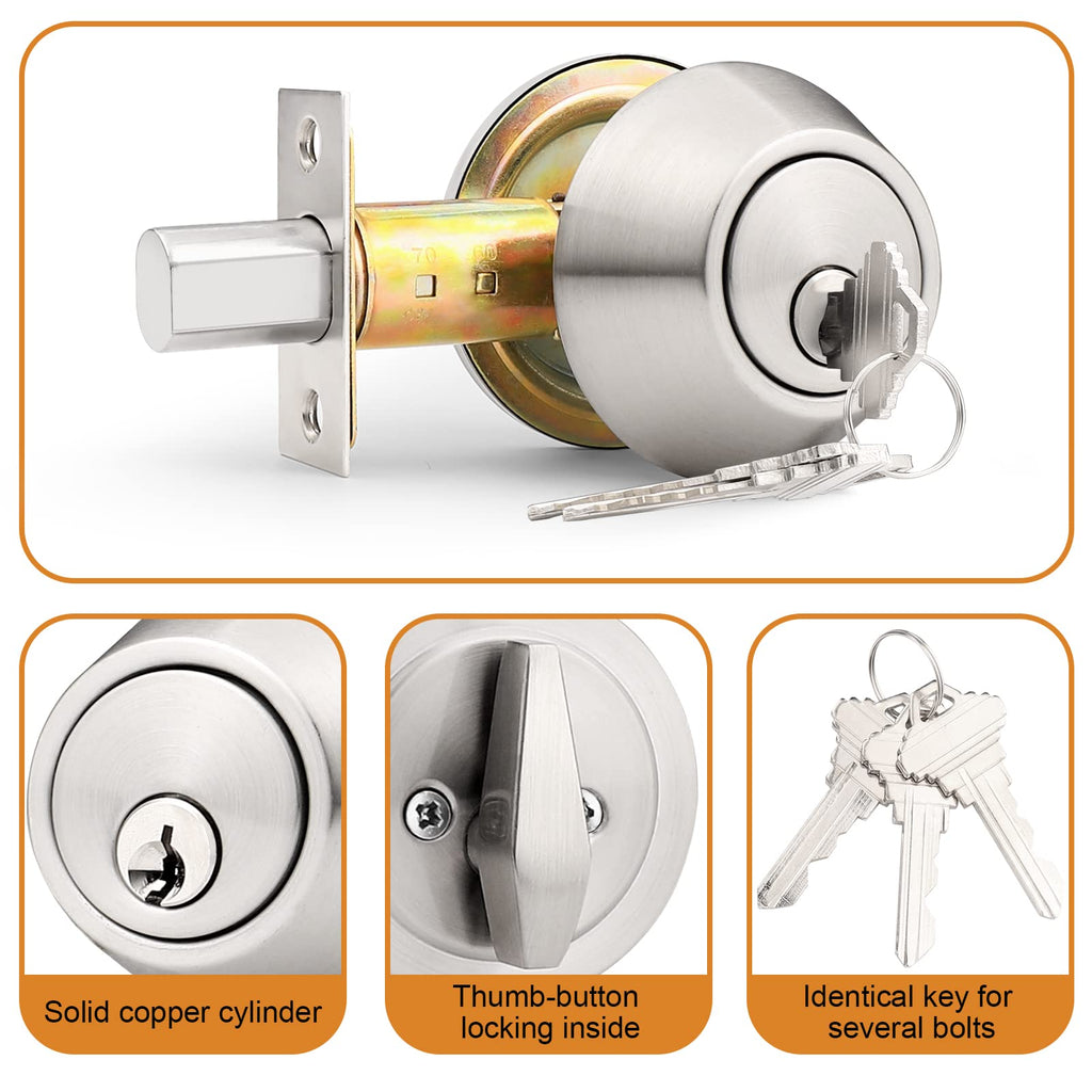 4 Pack Brushed Nickel Single Cylinder Deadbolts X38032