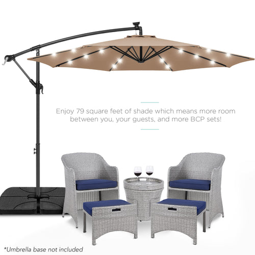 10ft Solar LED Offset Cantilever Patio Umbrella O1584