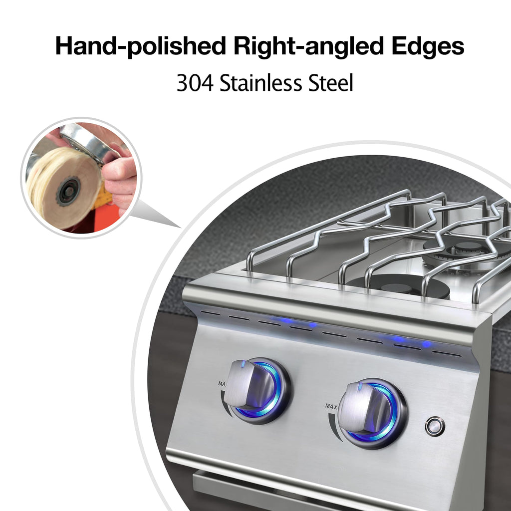 Double Grilling Side Burners 304 Stainless Steel 2 * 15,000BTU M8196