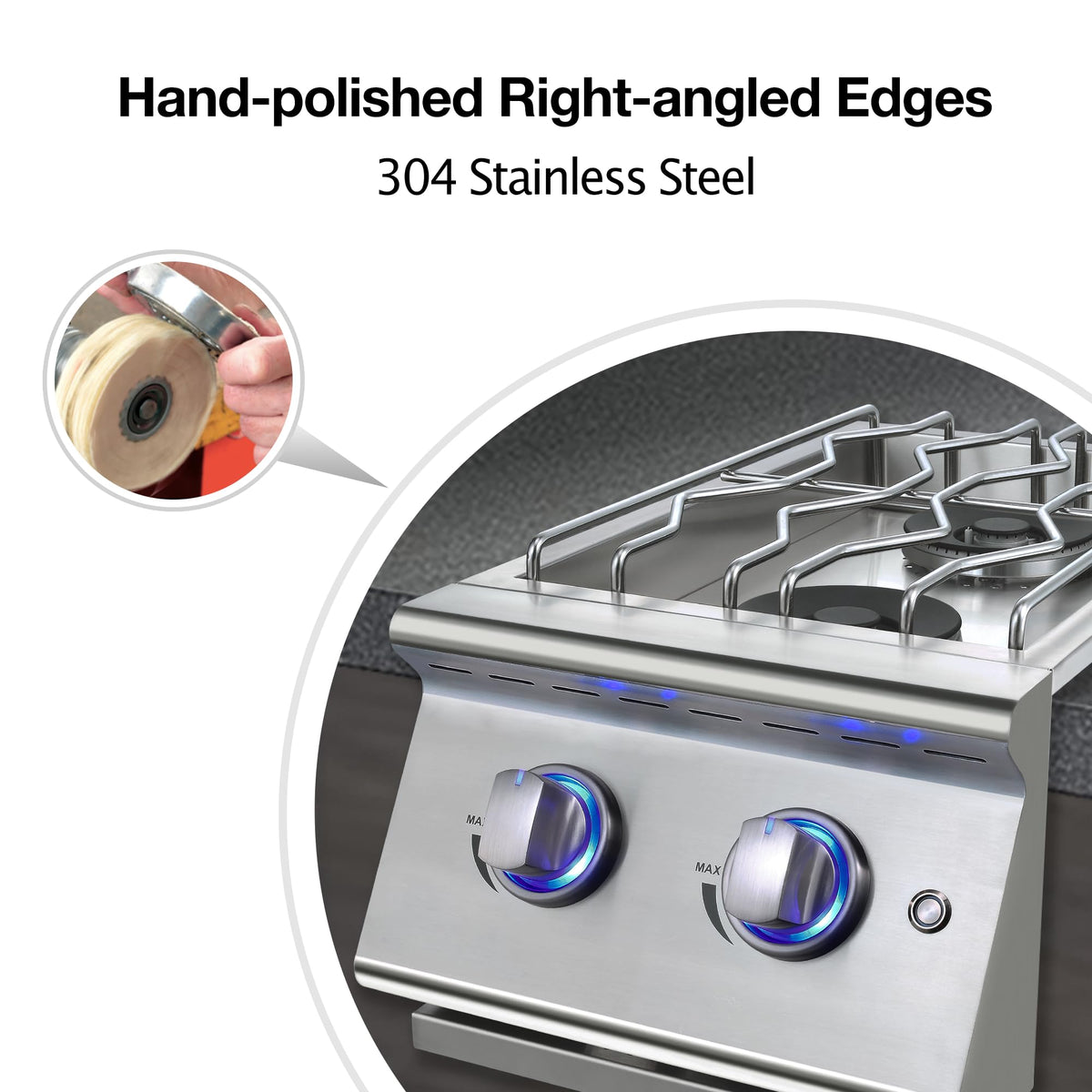 Double Grilling Side Burners 304 Stainless Steel 2 * 15,000BTU M8196