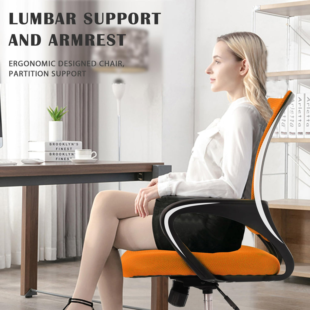 Orange Adjustable Mesh Office Chair with Lumbar Support D53783