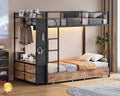 Twin Over Twin Metal Bunk Bed with Storage Drawers E5220