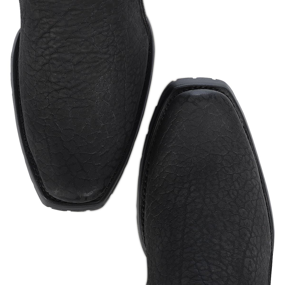 Dark gray Leather Side Zipper Western Boots P78547