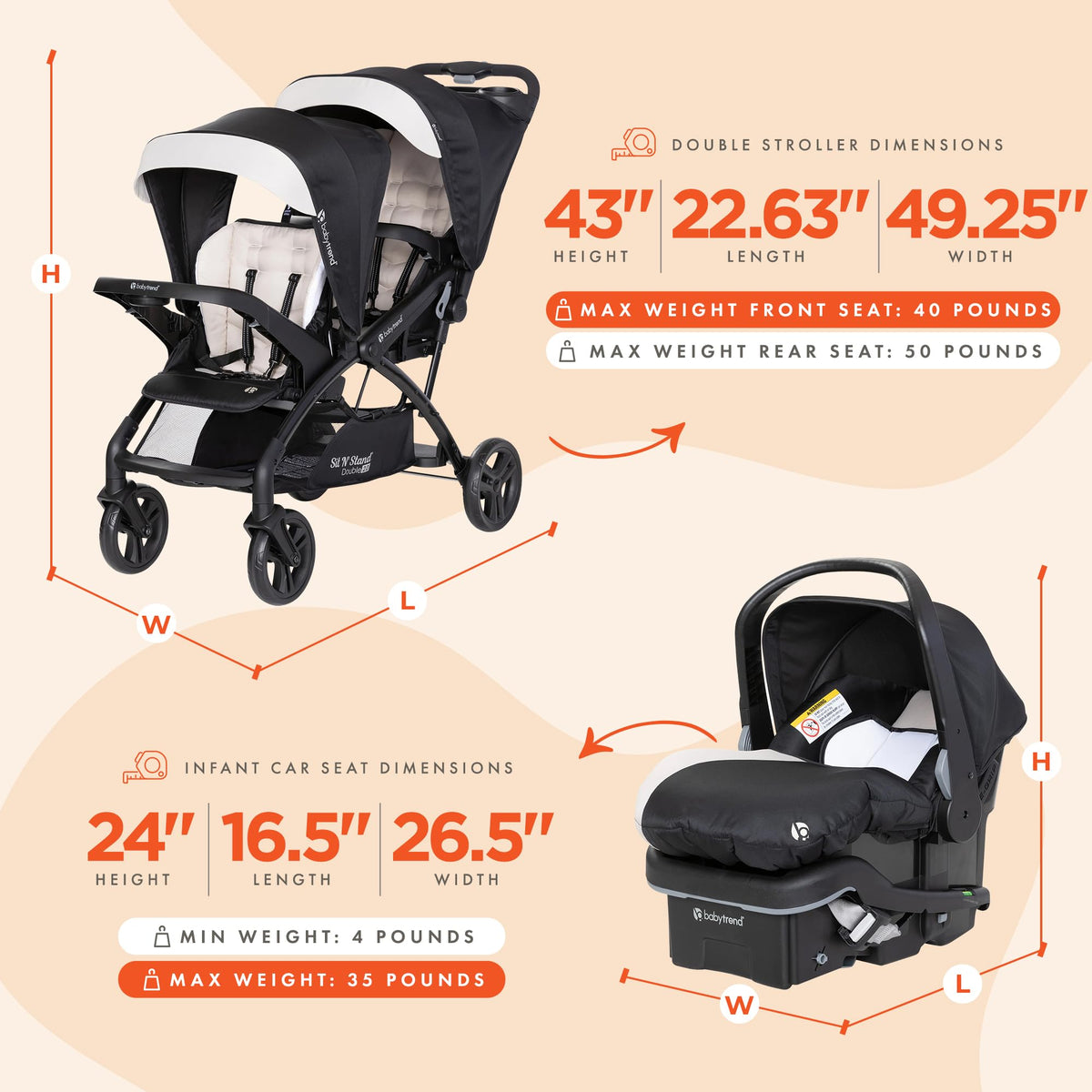 Double Stroller & 2 Car Seats P2541