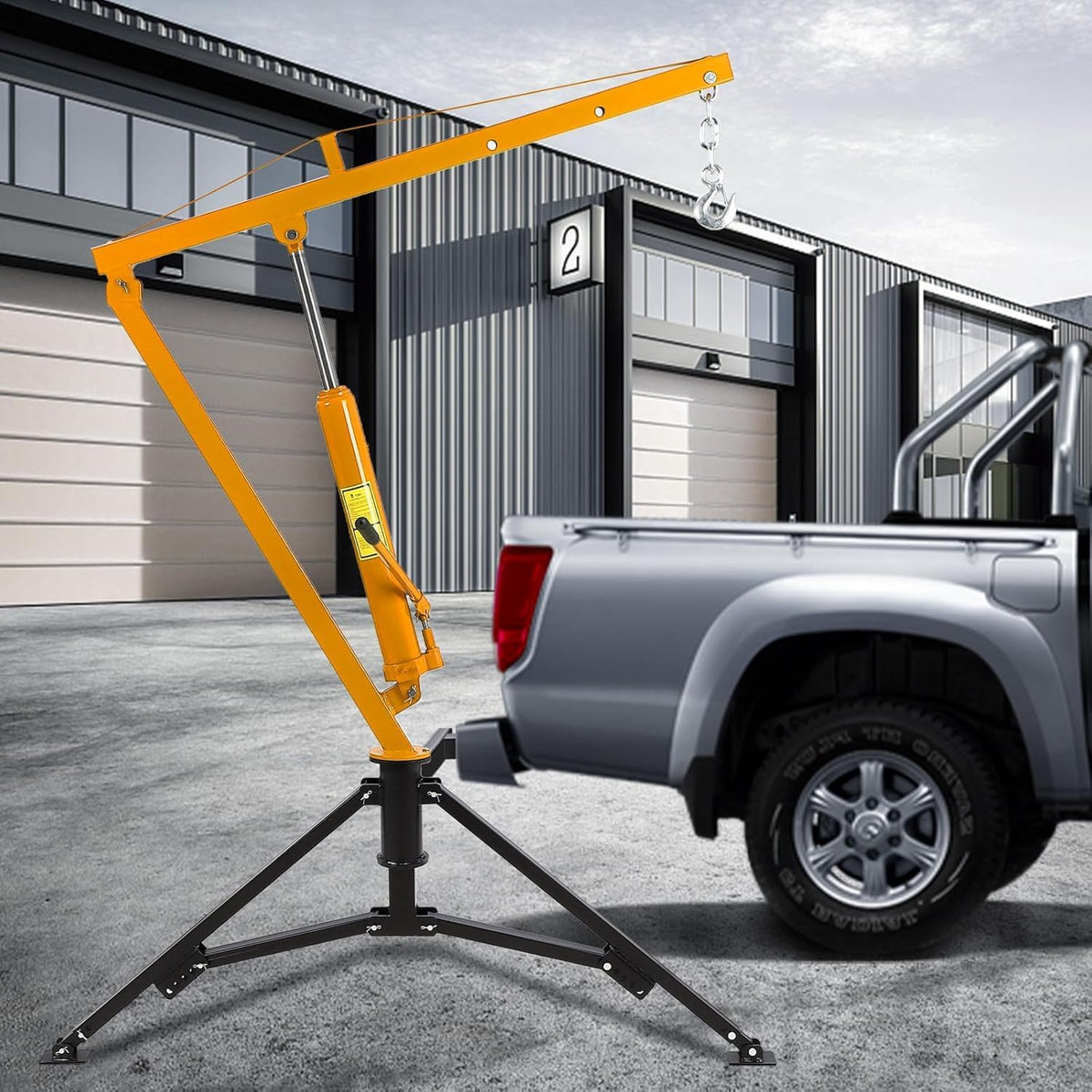 Hydraulic Receiver Hitch Crane 1000LBS Capacity 360° Swivel 3 Adjustable Settings Y851