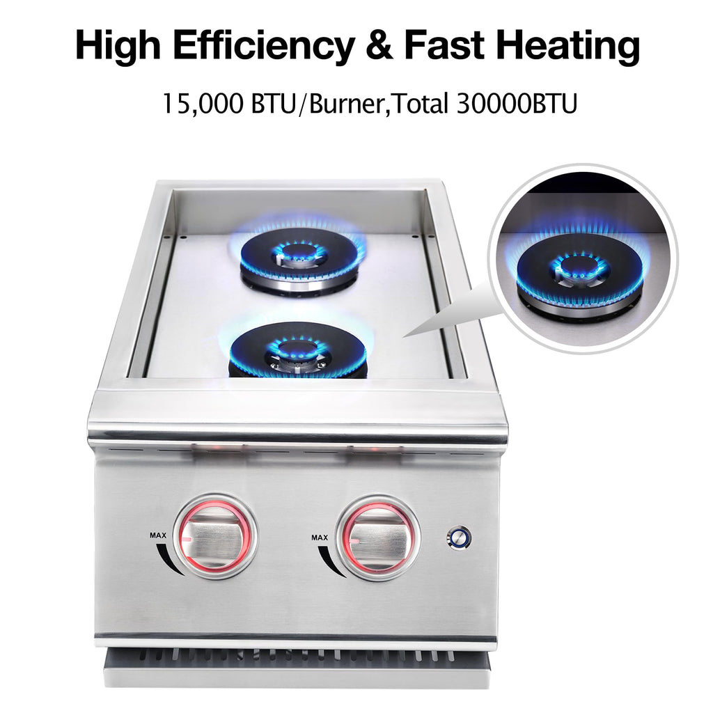 Double Grilling Side Burners 304 Stainless Steel 2 * 15,000BTU M8196
