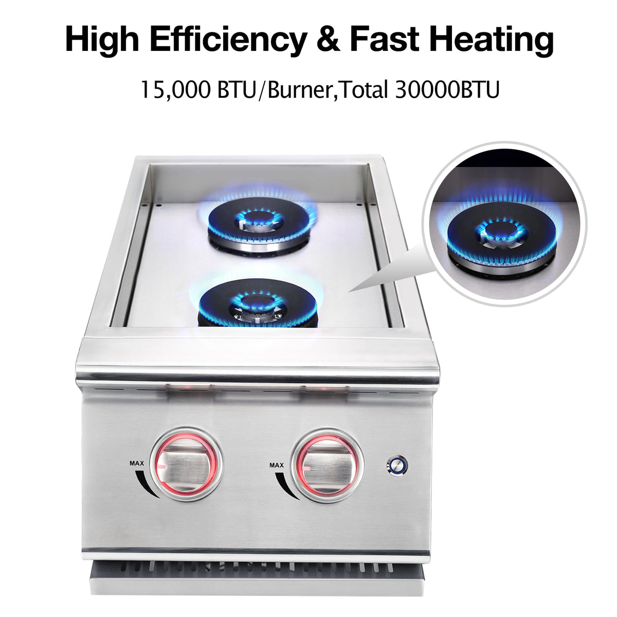 Double Grilling Side Burners 304 Stainless Steel 2 * 15,000BTU M8196