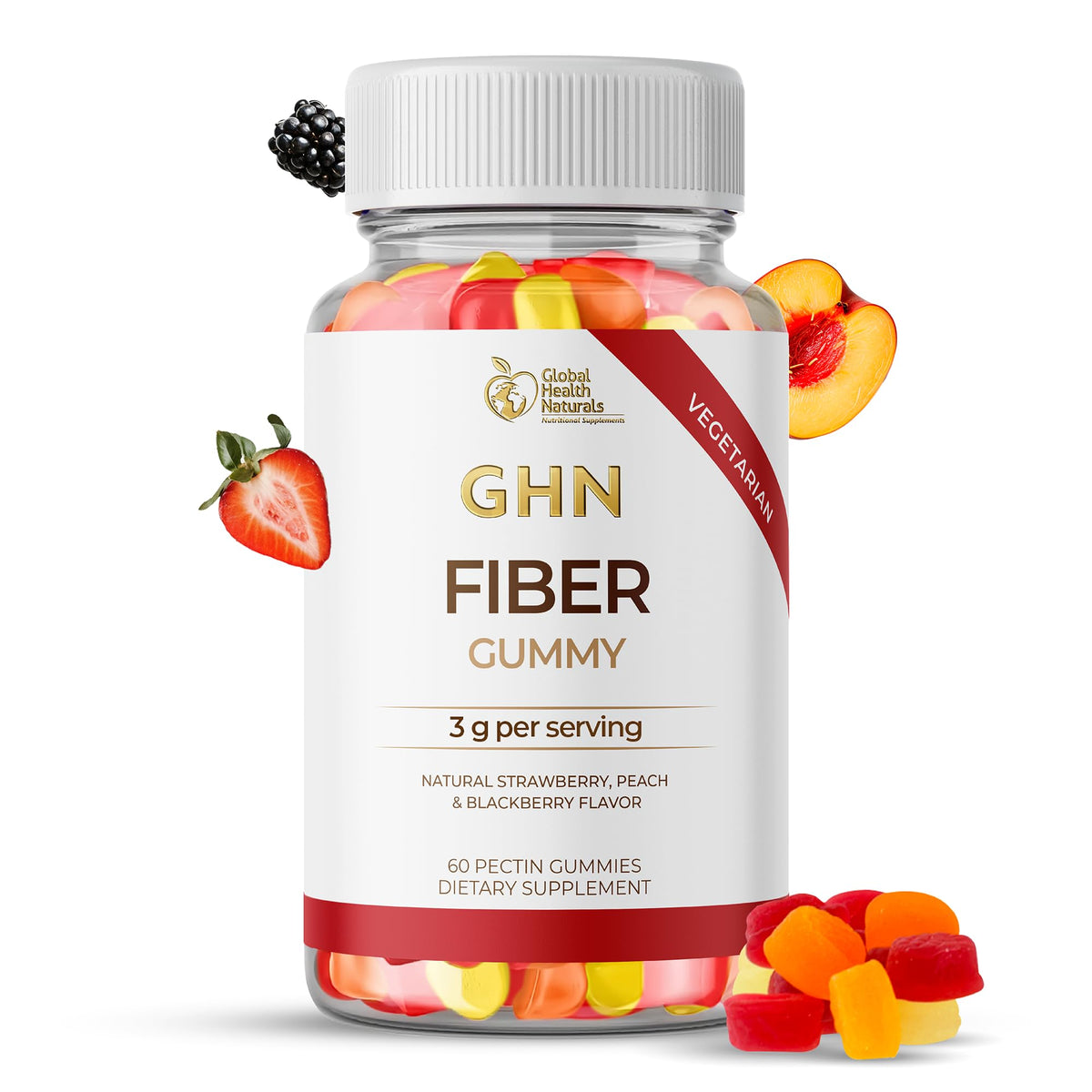 Vegan Fiber Gummies 3g Prebiotic Inulin Non-GMO Gluten-Free 30 Servings M157