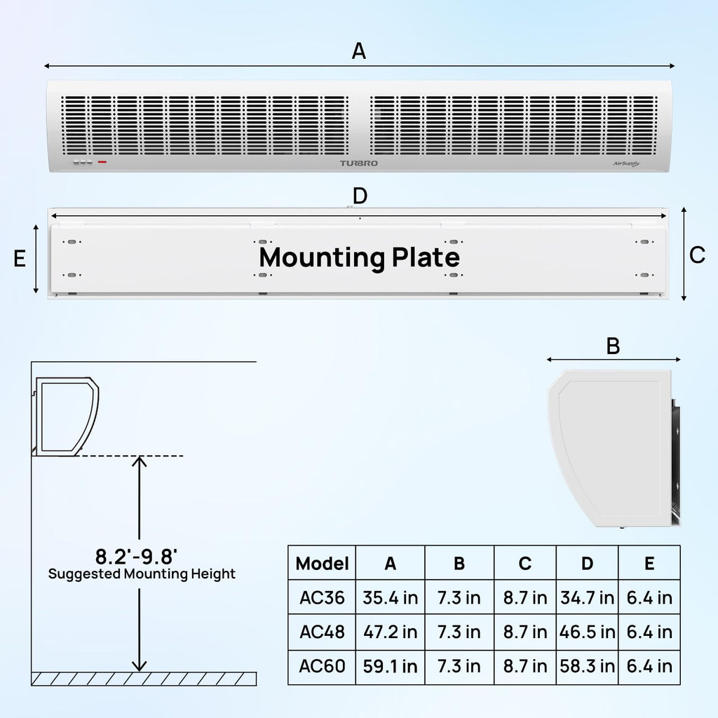 36-Inch Wall-Mounted Air Curtain Fan with Magnetic Switch M435748