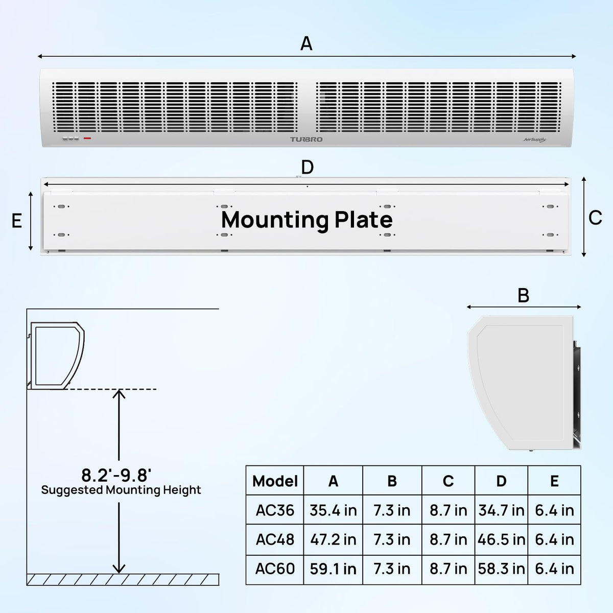 36-Inch Wall-Mounted Air Curtain Fan with Magnetic Switch M435748