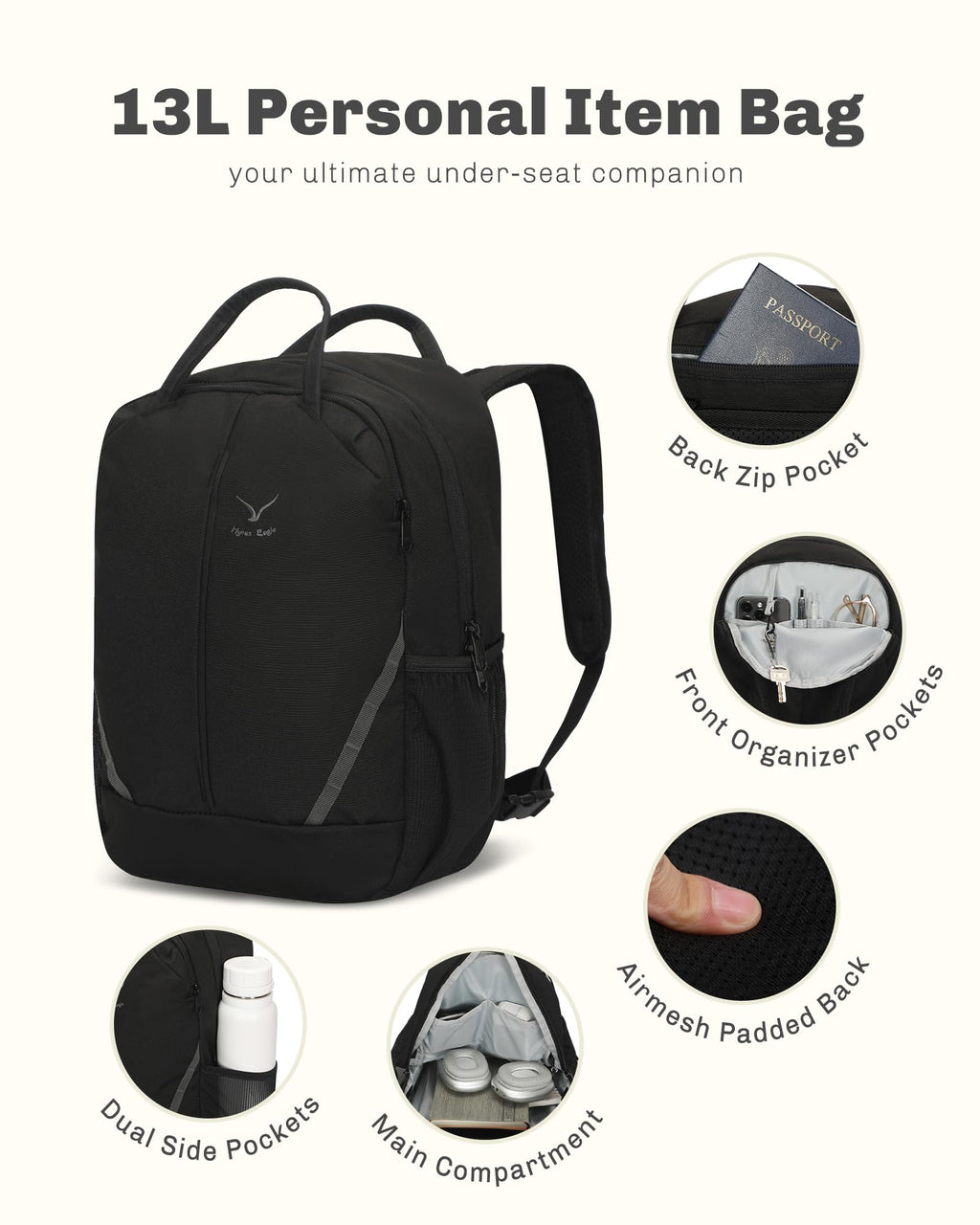 Rolling Backpack with Wheels 43L Jet Black I543