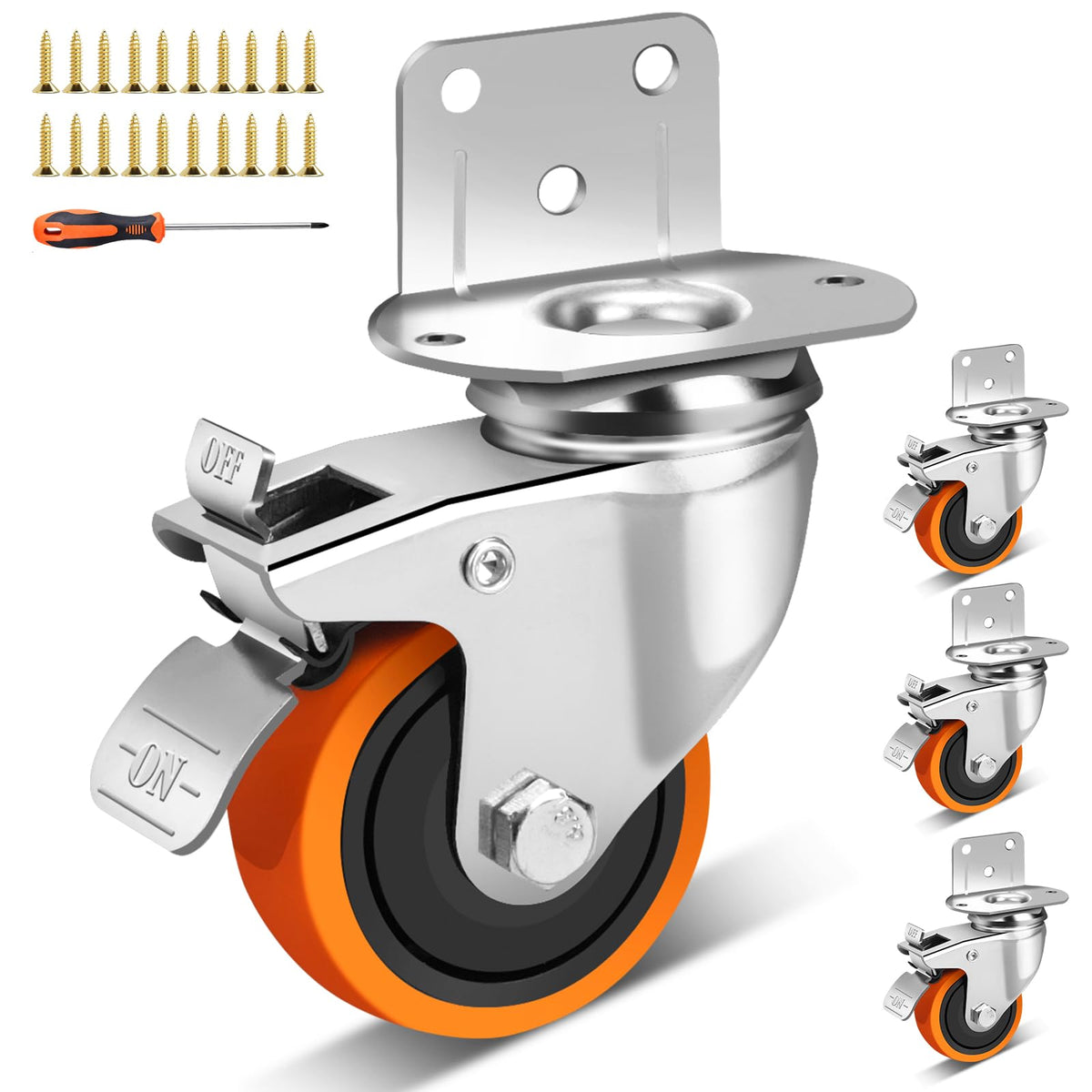 3 Inch Side Mount Casters Set of 4 with Brakes D299224