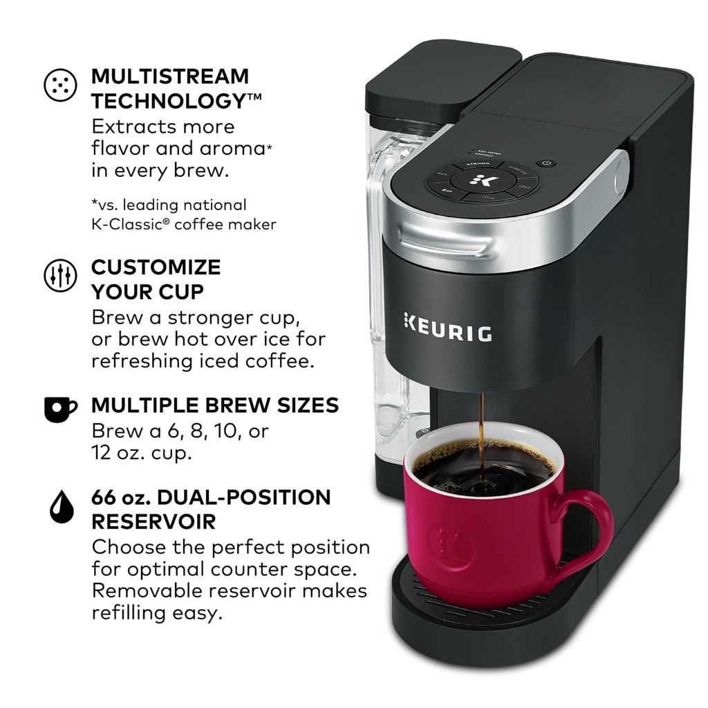 Single Serve K-Cup Pod Coffee Maker, 4 Brew Sizes, Black K499017