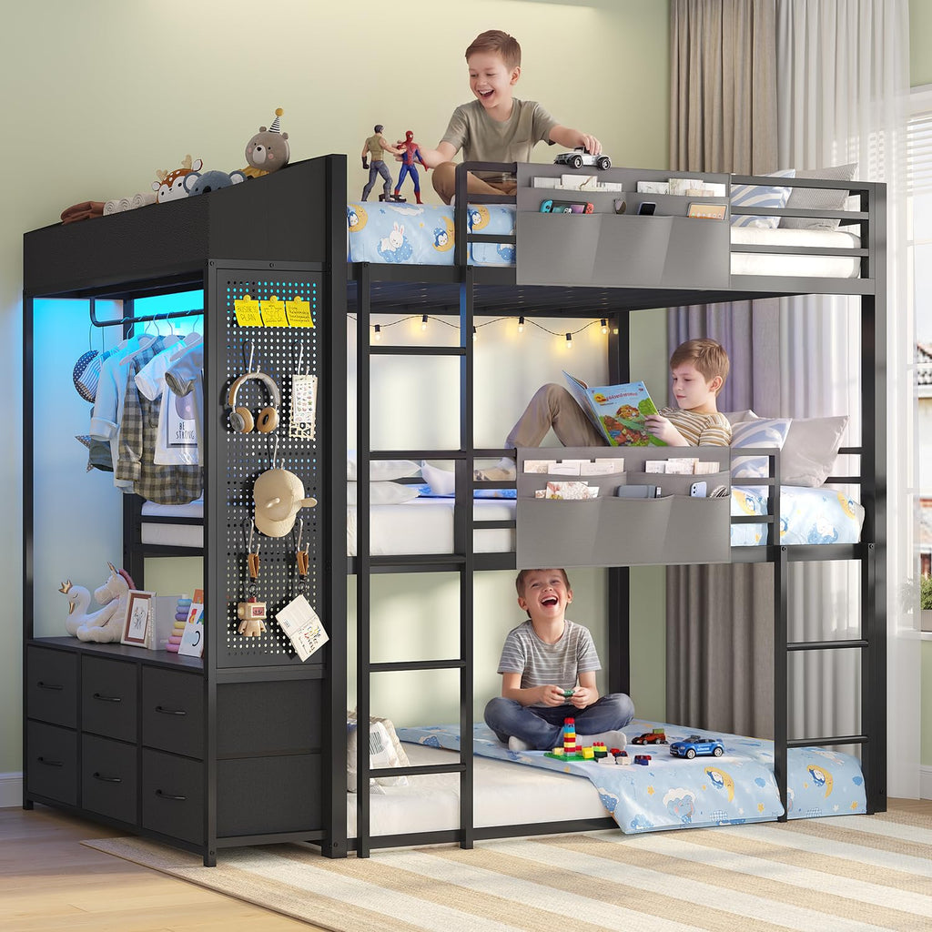 Triple Bunk Bed with 6 Storage Drawers C89640