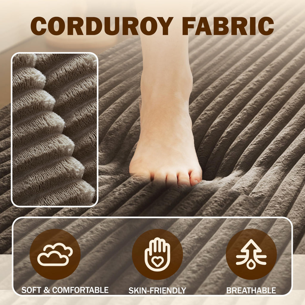 Brown Corduroy Convertible Futon Sofa Bed Q3551