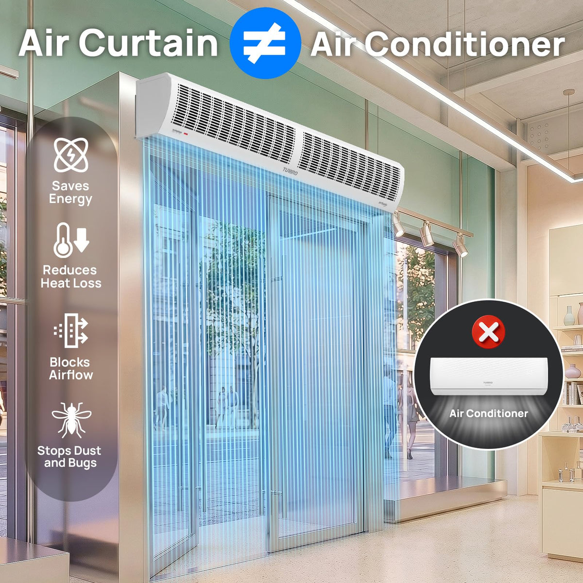 36-Inch Wall-Mounted Air Curtain Fan with Magnetic Switch M435748