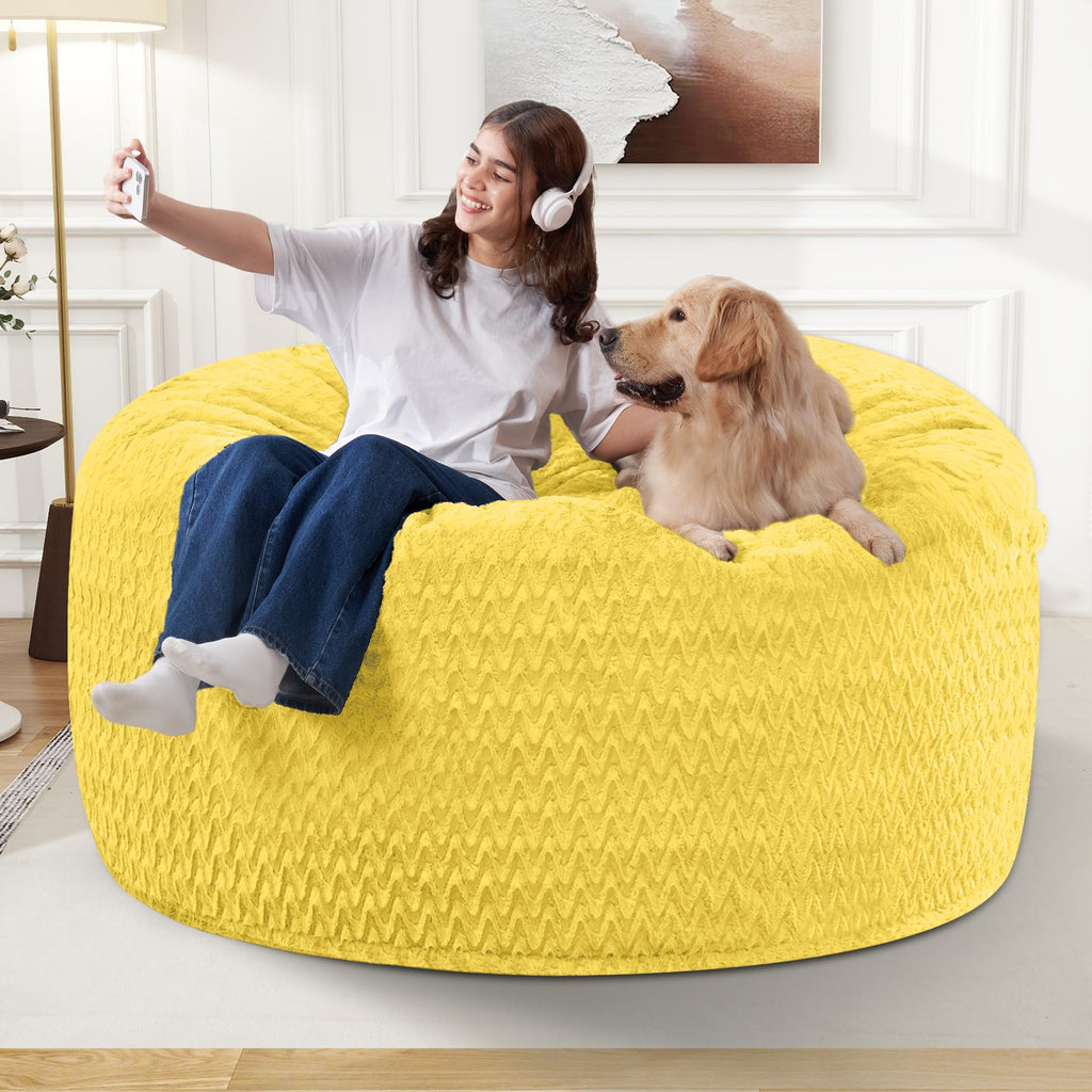 3FT Yellow Memory Foam Bean Bag Chair L534506