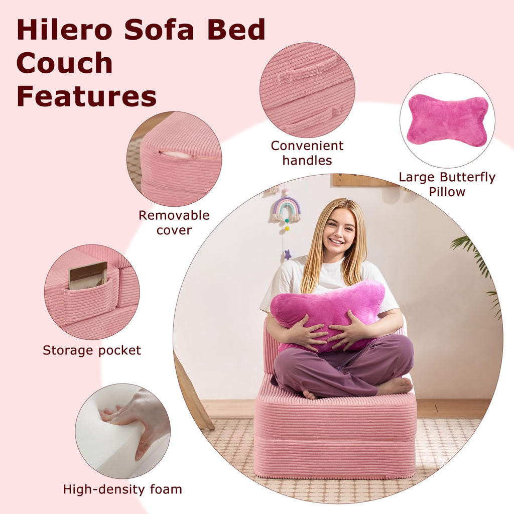Pink Folding Convertible Sofa Bed D8824