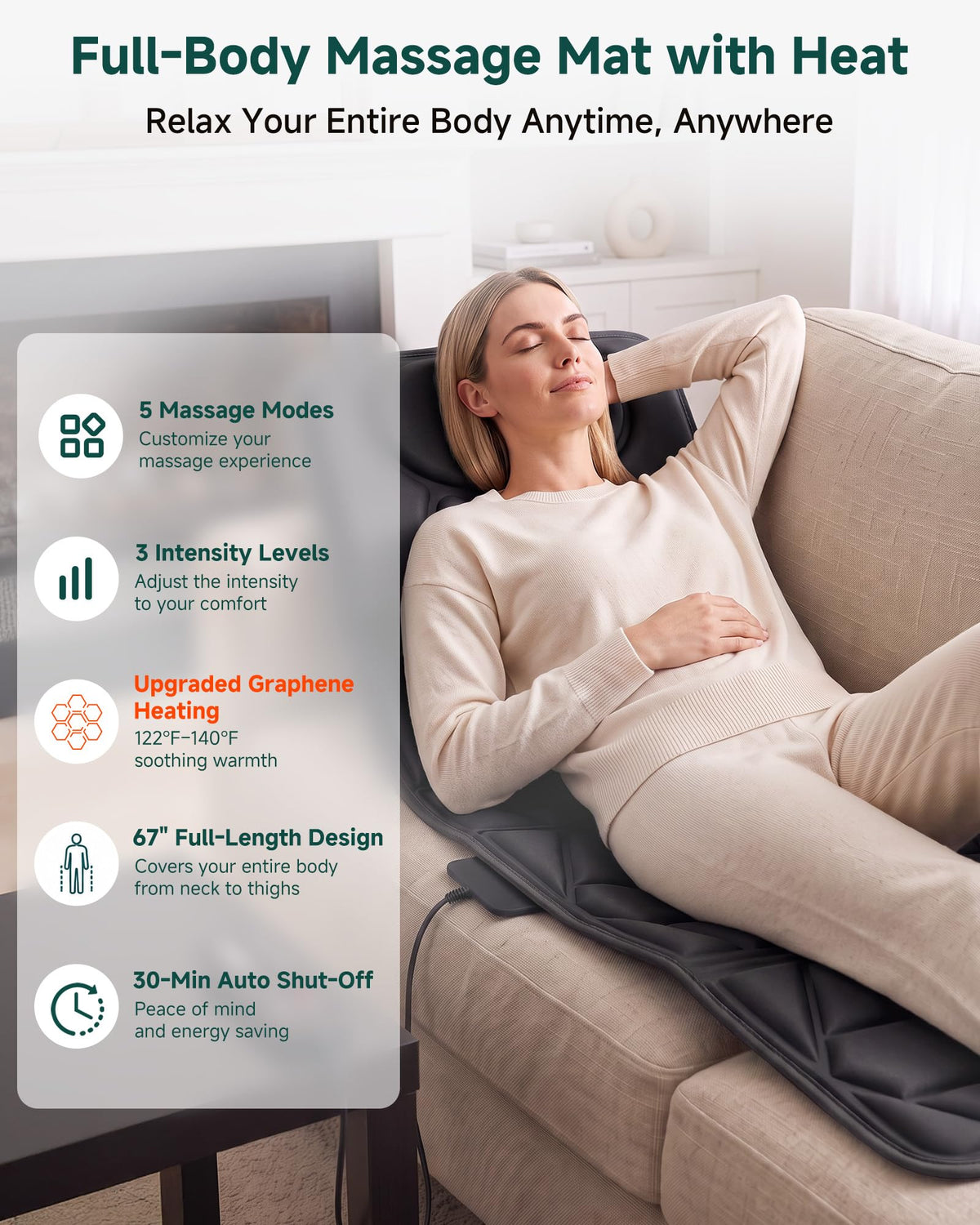 Full Body Massage Mat with Heat E6127