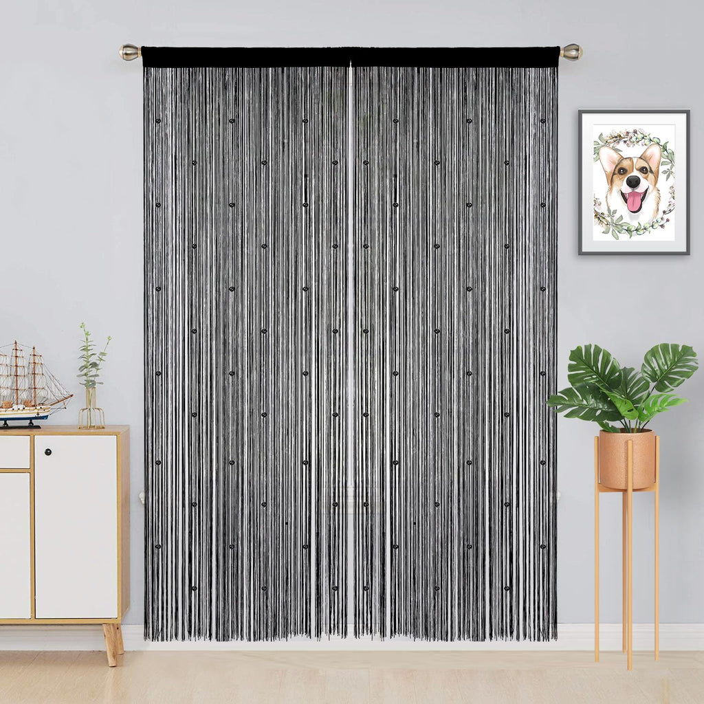 Beaded Curtains 39"x79" Black P884