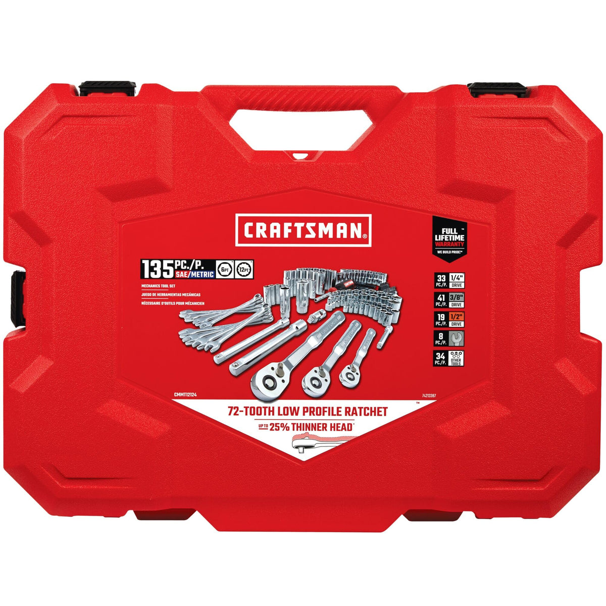 135 Pcs SAE and Metric Socket Wrench Set with Case U735109