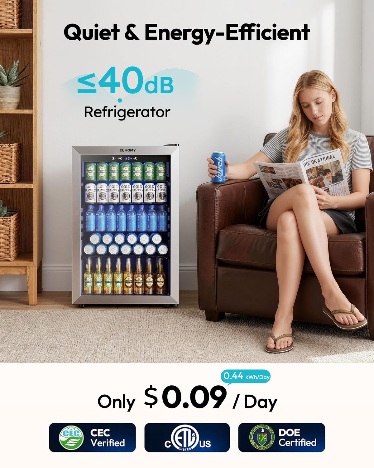 145 Can 4.5 Cu.ft Mini Fridge with Glass Door G8837