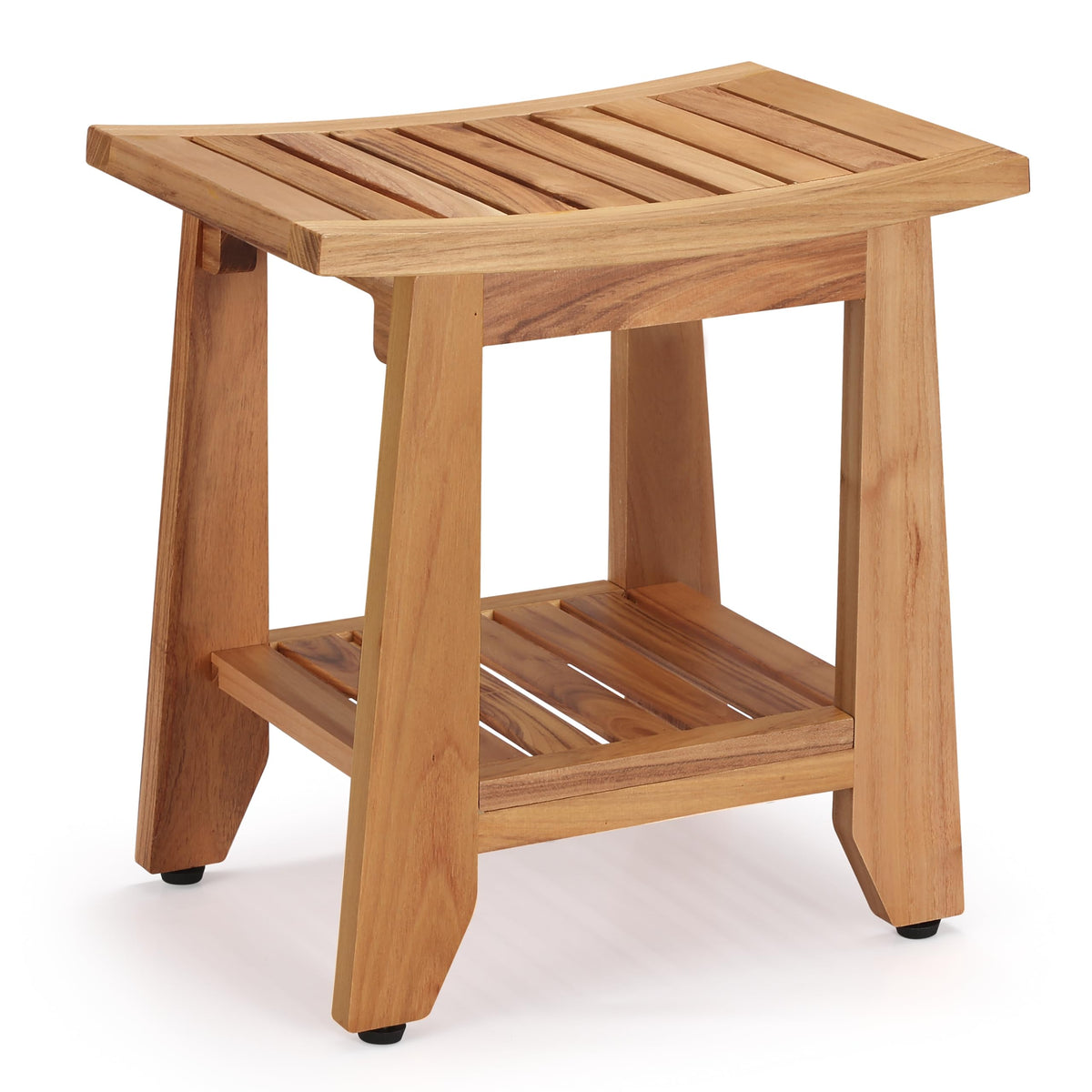 14'' Waterproof Teak Shower Bench with Storage Shelf B35434