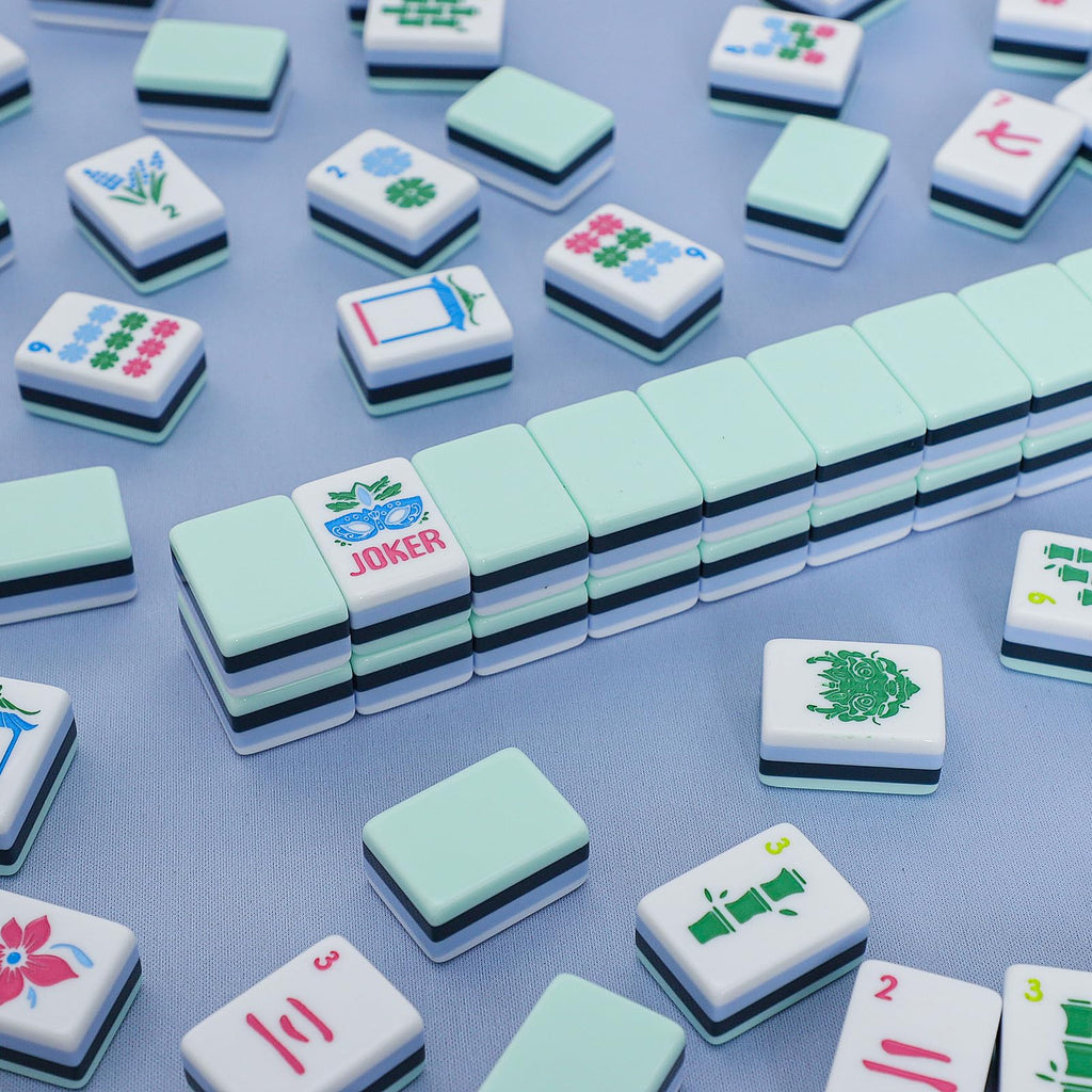 American Mahjong Set with Blue Carrying Bag, 160 Acrylic Tiles, 4 Rack/Pushers P5734