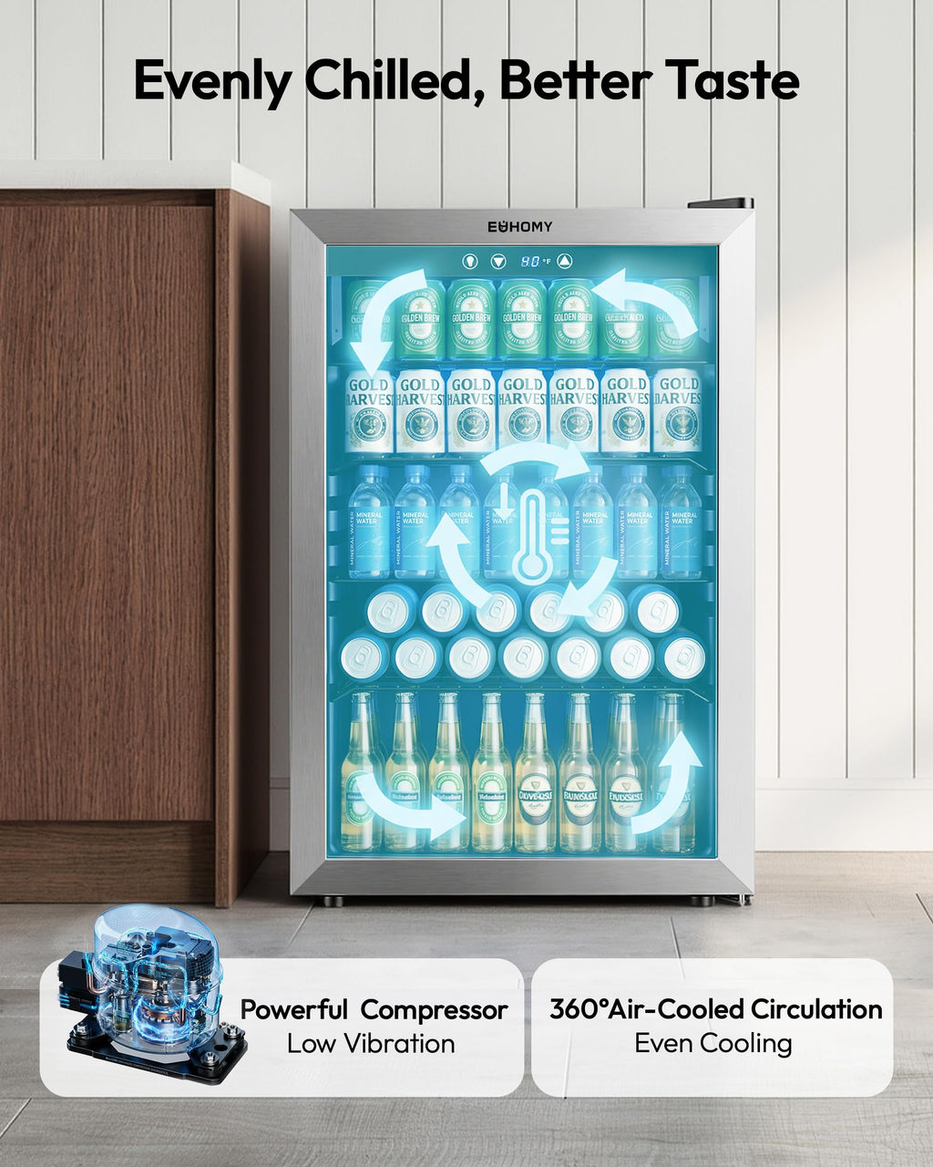 145 Can 4.5 Cu.ft Mini Fridge with Glass Door G8837