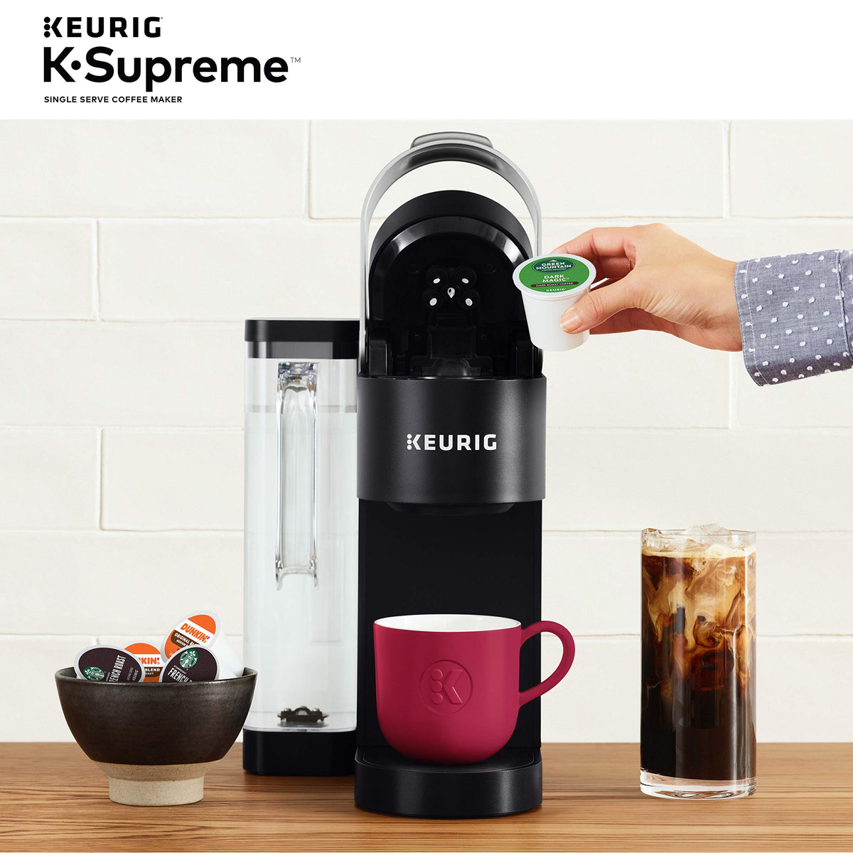 Single Serve K-Cup Pod Coffee Maker, 4 Brew Sizes, Black K499017