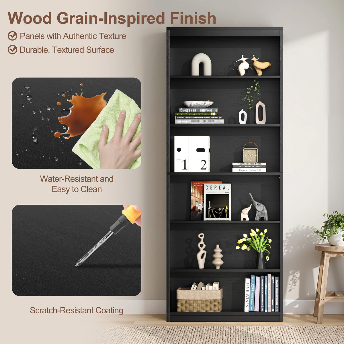 71" H Tall Wood Bookshelf J388182