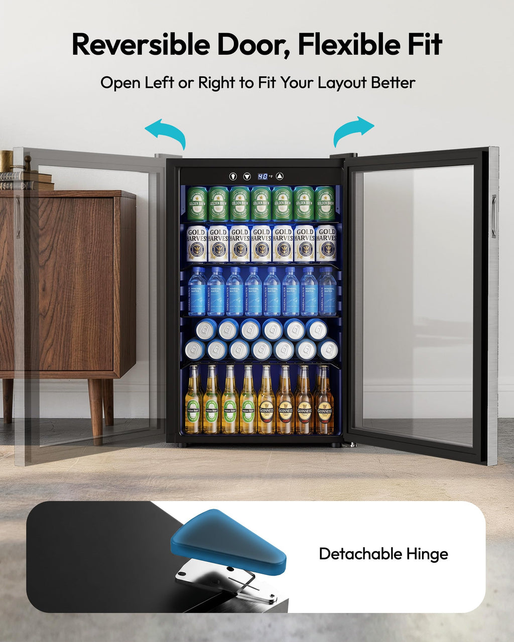 145 Can 4.5 Cu.ft Mini Fridge with Glass Door G8837