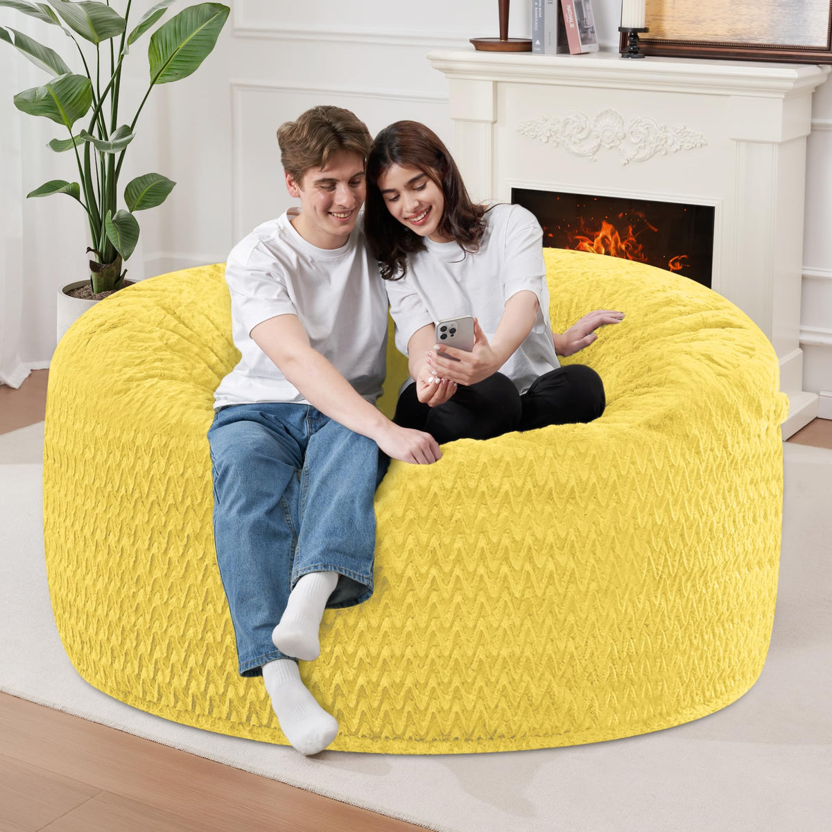 3FT Yellow Memory Foam Bean Bag Chair L534506