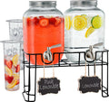 Glass Drink Dispenser with Stand, 1 Gallon, 2-Pack U2110