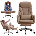 Cross Legged Office Chair with Flip Armrest and Footrest Brown G884190