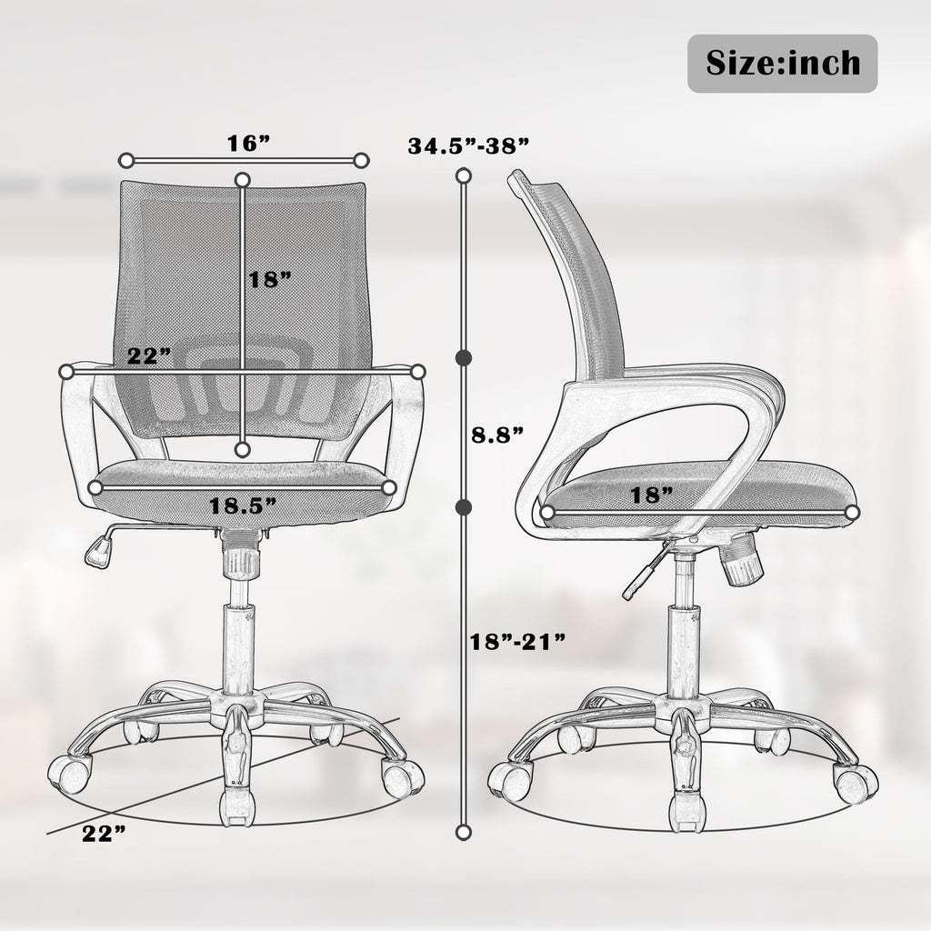 Orange Adjustable Mesh Office Chair with Lumbar Support D53783