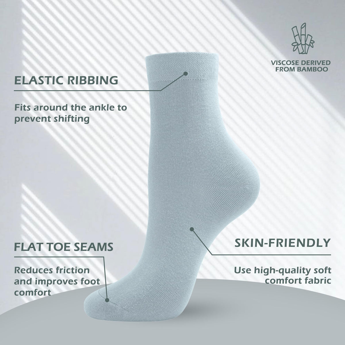 Viscose Bamboo Crew Socks 5 Pairs F719