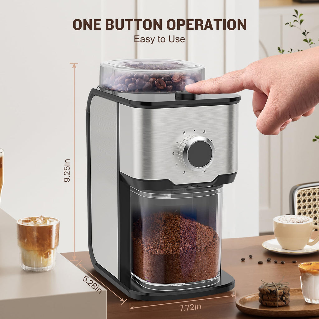 Adjustable Electric Burr Coffee Grinder with 14 Grinding Settings I268990