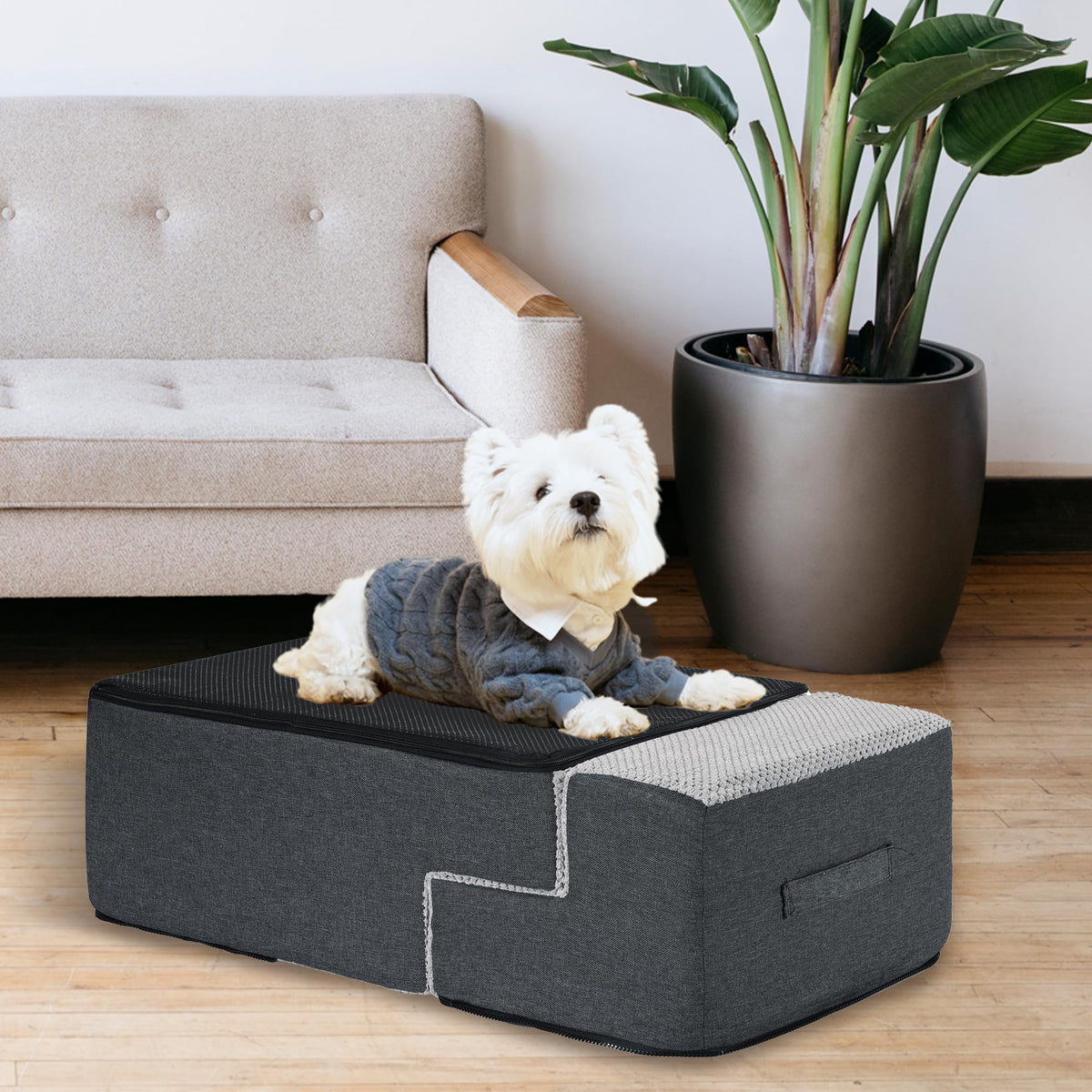 4-Step Foam Dog Stairs, 18-Inch, Gray A412238